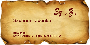 Szohner Zdenka névjegykártya